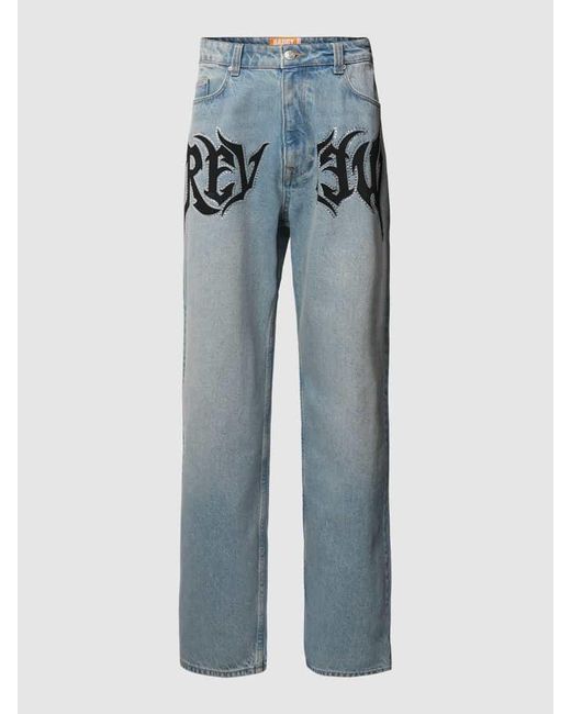 Review Baggy Fit Jeans mit Ziersteinbesatz in Blue für Herren