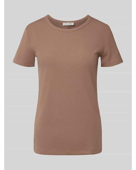 Christian Berg Women Multicolor T-Shirt in Ripp-Optik mit Rundhalsausschnitt