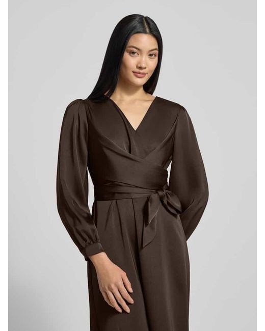 Neo Noir Black Midikleid mit V-Ausschnitt Modell 'RIMINI'