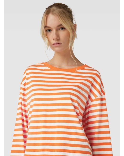 Marc O' Polo Shirt Met Lange Mouwen Met Streepmotief in het Orange