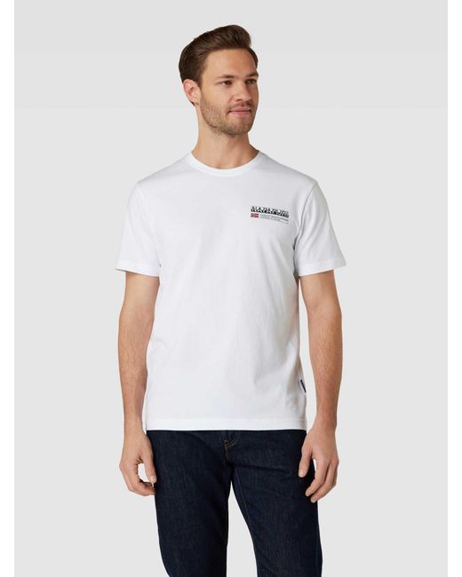 Napapijri T-Shirt mit Label-Print Modell 'KASBA' in White für Herren
