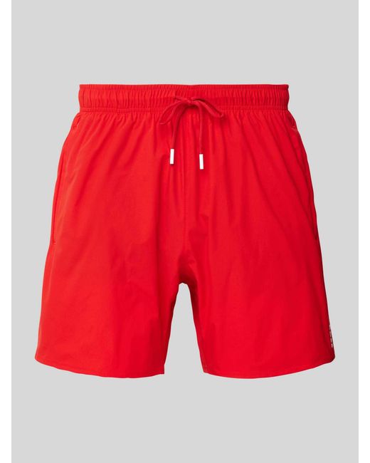 Boss Relaxed Fit Zwembroek Met Labelprint in het Red voor heren