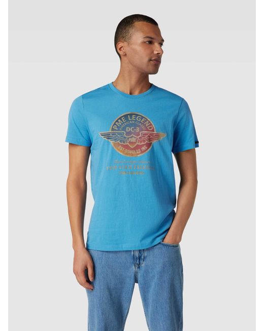 PME LEGEND T-Shirt mit Rundhalsausschnitt in Blue für Herren
