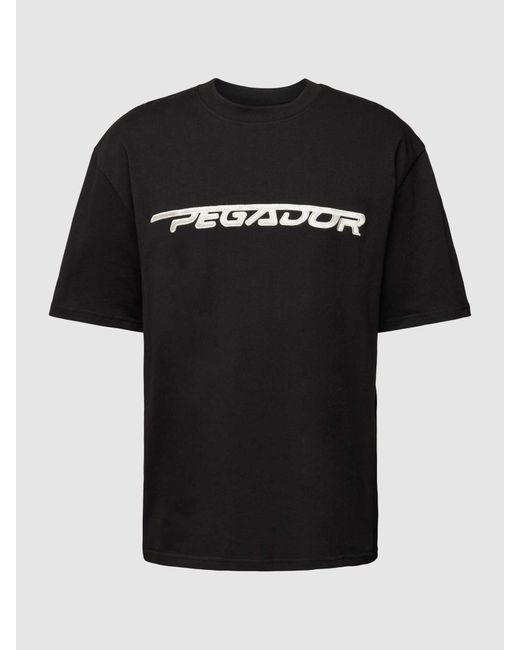 PEGADOR Oversized T-shirt Met Labelstitching in het Black voor heren