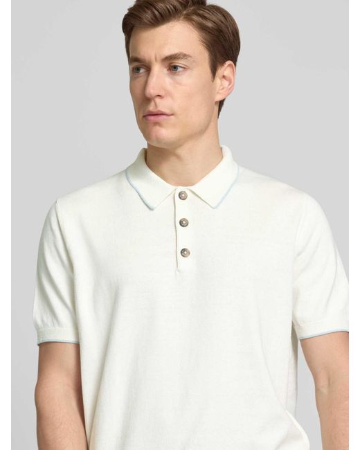 Fynch-Hatton Poloshirt Met Korte Knoopsluiting in het White voor heren