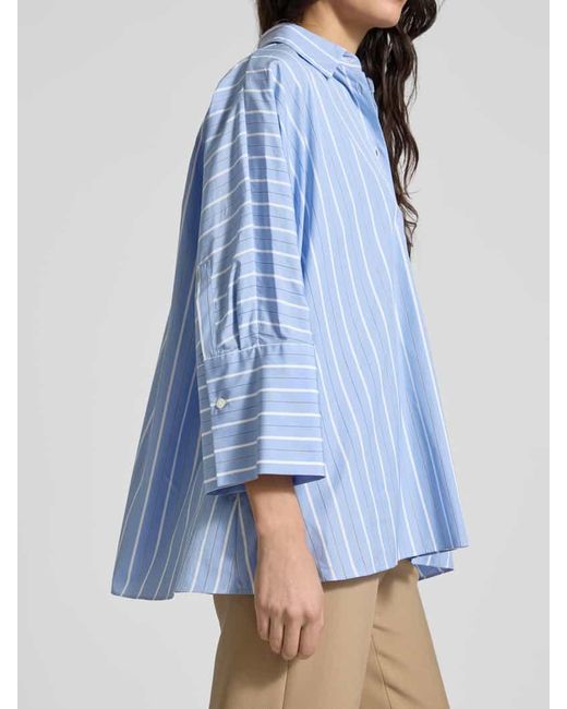 Weekend by Maxmara Blue Relaxed Fit Hemdbluse Mit 3/4-Arm Modell 'Hudson'