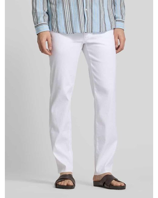 Brax Regular Fit Leinenhose im 5-Pocket-Design Modell 'CADIZ' in White für Herren