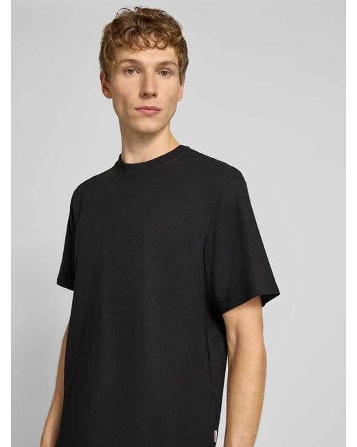 Jack & Jones T-Shirt mit Strukturmuster Modell 'EAUSTIN' in Black für Herren