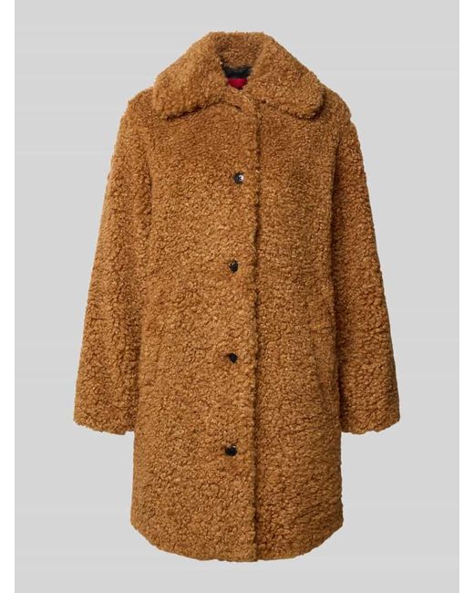 HUGO Brown Regular Fit Teddy-Mantel mit Umlegekragen Modell 'MIMINA-1'