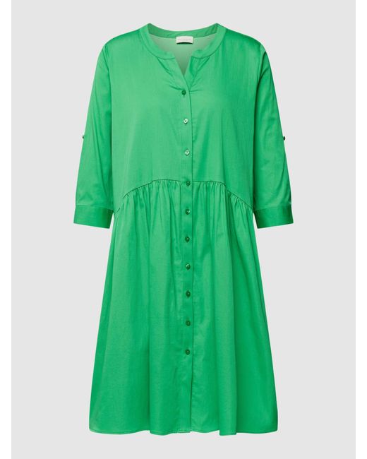 Milano Italy Green Kleid mit 3/4-Arm und Rundhalsausschnitt