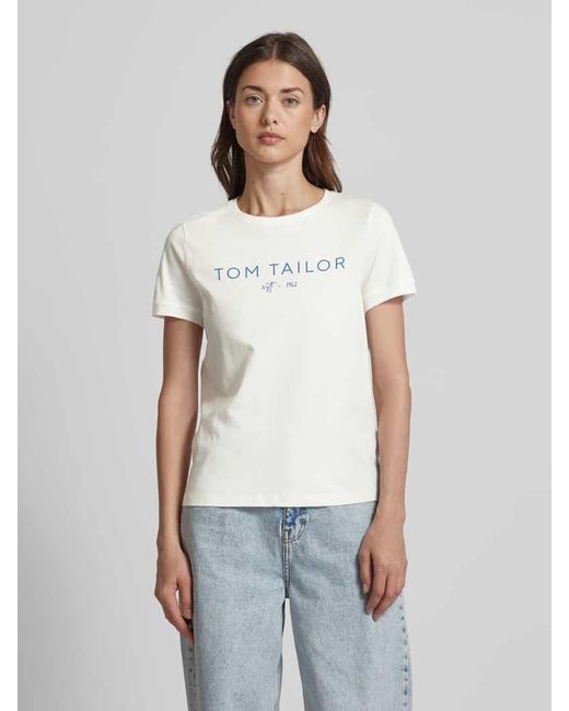 Tom Tailor Natural T-Shirt mit Label-Print