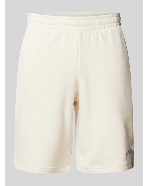 PUMA Regular Fit Sweatshorts Met Labelstitching in het Natural voor heren