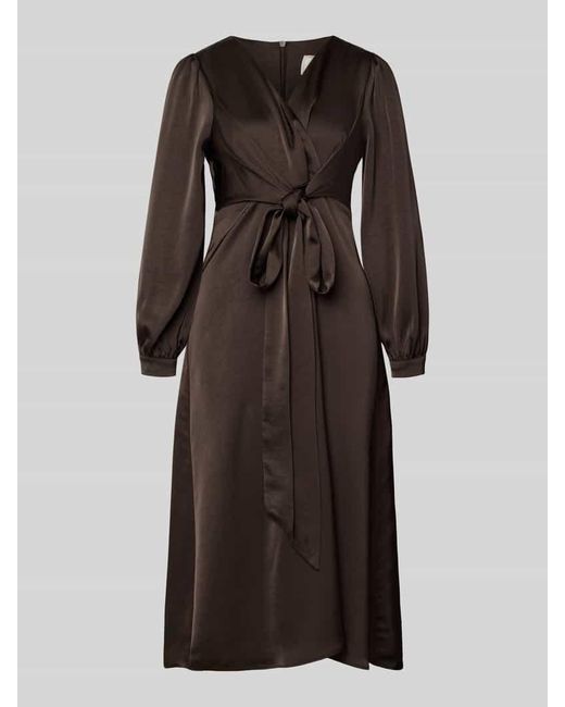 Neo Noir Black Midikleid mit V-Ausschnitt Modell 'RIMINI'