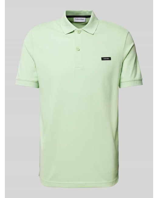 Calvin Klein Slim Fit Poloshirt in unifarbenem Design in Green für Herren