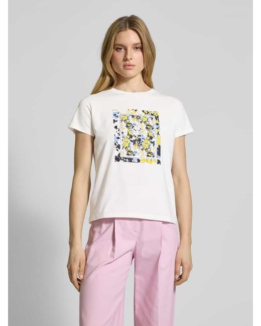 Comma, White T-Shirt Mit Label-Print