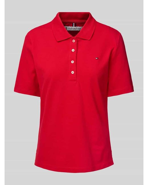 Tommy Hilfiger Red Regular Fit Poloshirt mit Logo-Stitching Modell '1985'