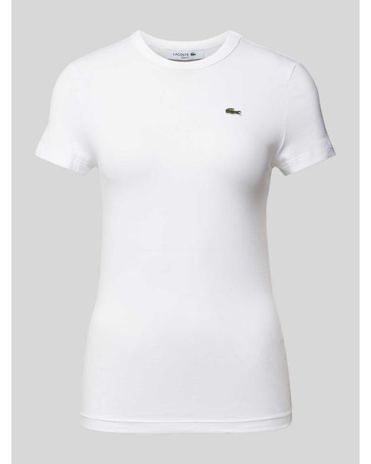 Lacoste Slim Fit T-shirt Met Logodetail in het White