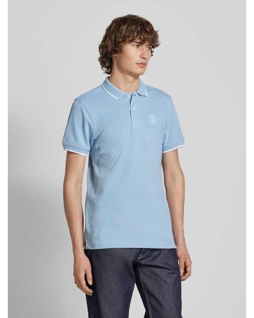 Blend Regular Fit Poloshirt mit gerippten Abschlüssen Modell 'NATE' in Blue für Herren