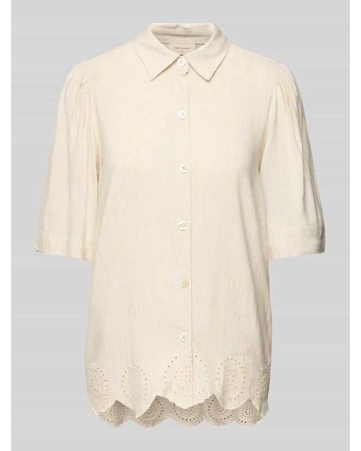 Freequent Natural Regular Fit Bluse mit Lochstickerei Modell 'Linus'
