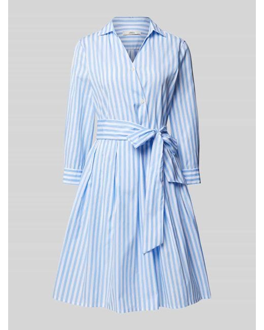 0039 Italy Blue Knielanges Kleid mit Bindegürtel Modell 'Jule'