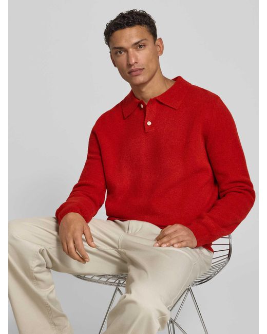 Forét Regular Fit Poloshirt Van Wolmix Met Knoopssluiting in het Red voor heren