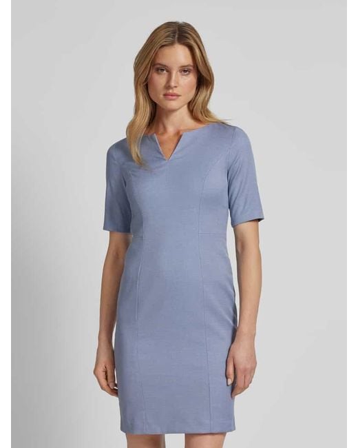 christian berg Blue Knielanges Kleid Mit Strukturmuster
