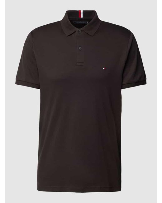 Tommy Hilfiger Regular Fit Poloshirt mit Label-Stitching in Black für Herren