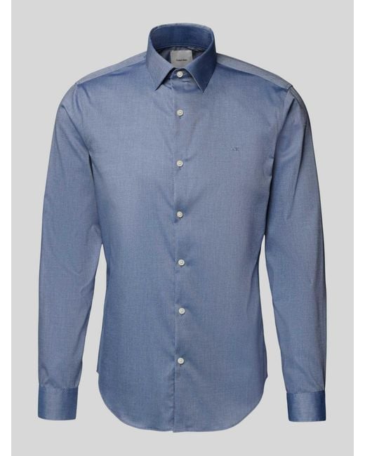 Calvin Klein Slim Fit Zakelijk Overhemd Met Kentkraag in het Blue voor heren