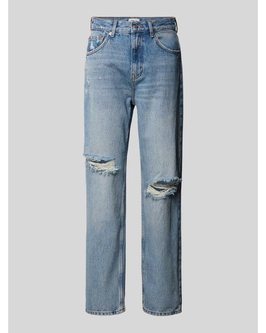 ONLY Blue Relaxed Fit Jeans im Destroyed-Look Modell 'ROBYN'