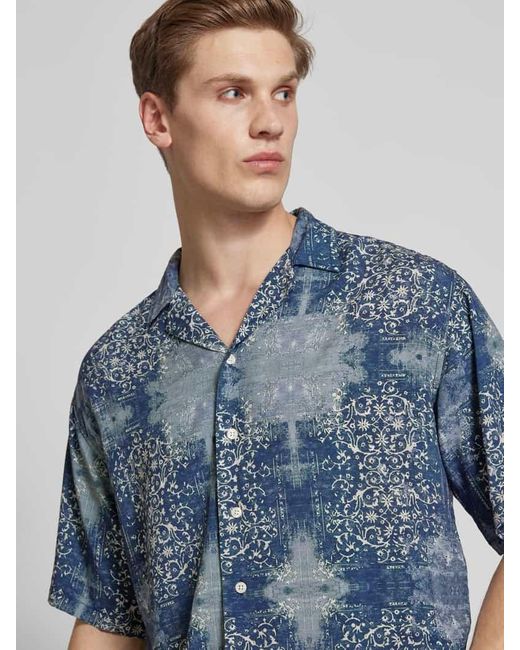 Redefined Rebel Regular Fit Freizeithemd mit Allover-Print Modell 'FLAKE' in Blue für Herren