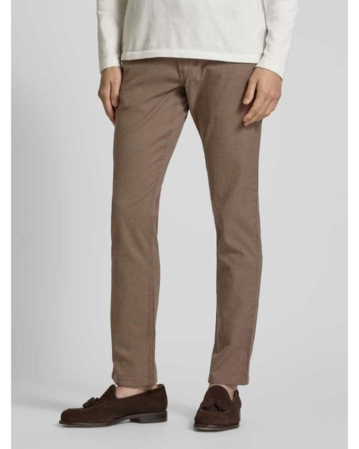 Christian Berg Men Tapered Fit Chino mit Strukturmuster in Natural für Herren