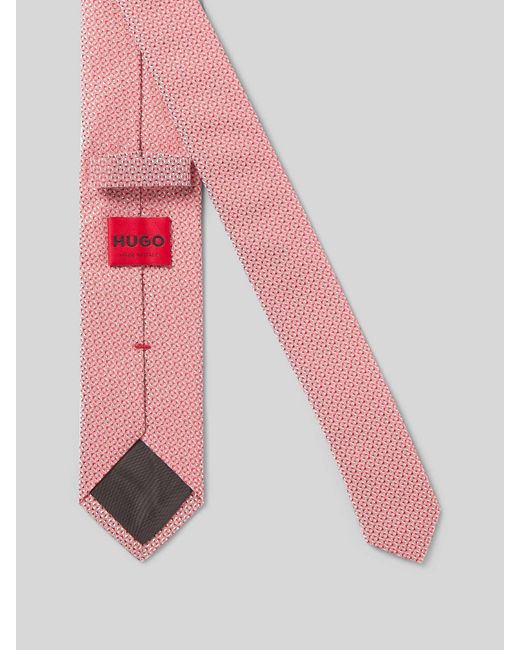 HUGO Zijden Stropdas Met Fijn Structuurmotief in het Pink voor heren