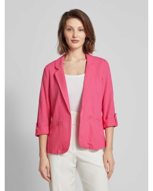Vero Moda Pink Blazer in unifarbenem Design aus Viskose-Leinen-Mix
