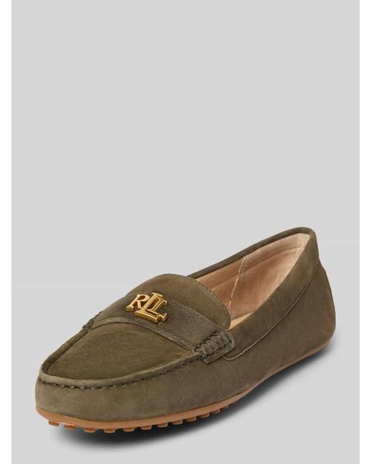 Ralph Lauren Brown Lederslipper mit Label-Applikation Modell 'BARNSBURY'