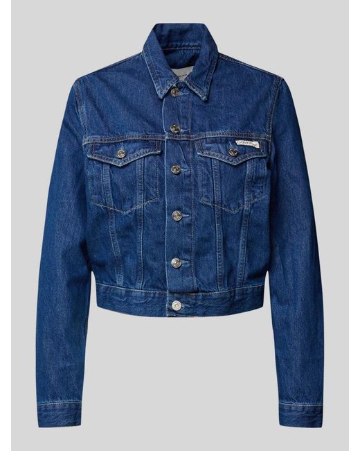 Calvin Klein Trucker Jacket Met Labelpatch in het Blue