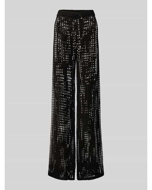 Guess Black Wide Leg Häkelhose mit Lochmuster