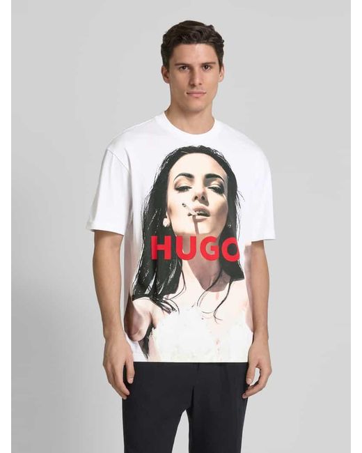 HUGO T-Shirt Mit Label-Print Modell 'Duwedie' in White für Herren