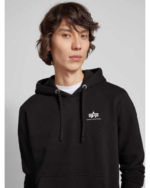 Alpha Industries Hoodie Met Labelprint in het Black voor heren