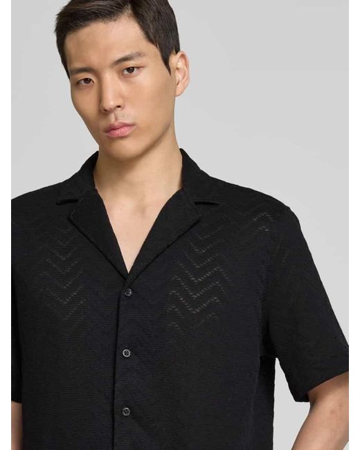 Strellson Regular Fit Freizeithemd mit 1/2-Arm Modell 'Carlo' in Black für Herren