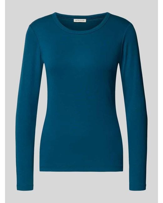 Tom Tailor Blue Regular Fit Langarmshirt aus Baumwoll-Mix