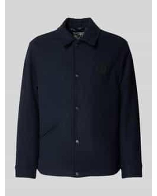 WOOD WOOD Regular Fit Overhemdjack Met Labelstitching, Model 'Otis' in het Blue voor heren
