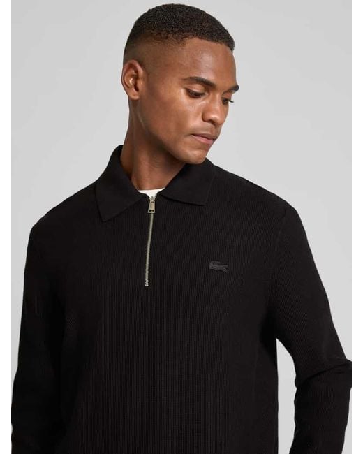 Lacoste Regular Fit Strickpullover in Waffel-Optik in Black für Herren