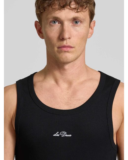 Les Deux Tanktop Met Labelstitching, Model 'Arthur' in het Black voor heren