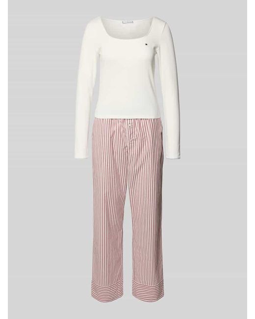 Tommy Hilfiger White Regular Fit Pyjama aus Baumwoll-Mix