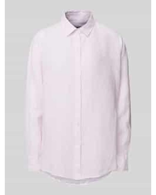 0039 Italy Regular Fit Overhemdblouse Van Linnen Met Doorknoopsluiting in het Pink