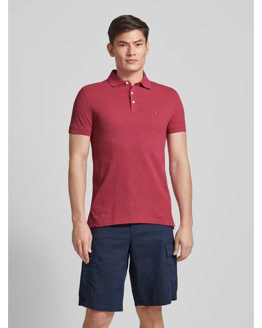 Tommy Hilfiger Slim Fit Poloshirt mit Label-Stitching in Red für Herren