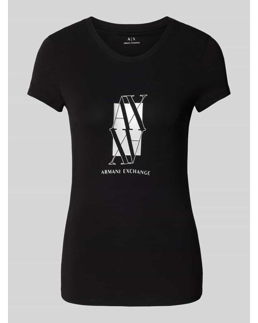 ARMANI EXCHANGE Black T-Shirt Mit Label-Print