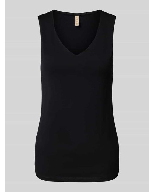 Soya Concept Black Trägertop mit V-Ausschnitt Modell 'Marica'