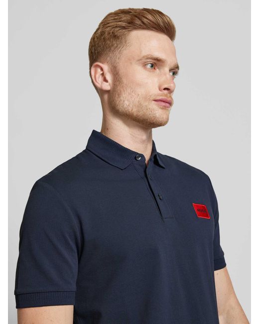 HUGO Regular Fit Poloshirt Met Labelpatch in het Blue voor heren