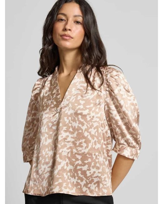 Neo Noir Natural Blusenshirt mit V-Ausschnitt Modell 'Roella'
